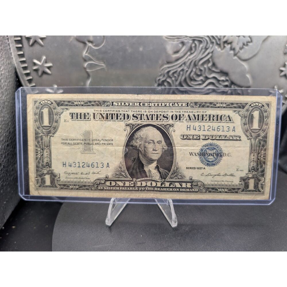1957A $1 Silver Certificate • Blue Seal • H43124613A • Clean Circulated